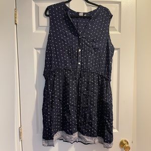 Gap XXL sleeveless shirt dress navy and white